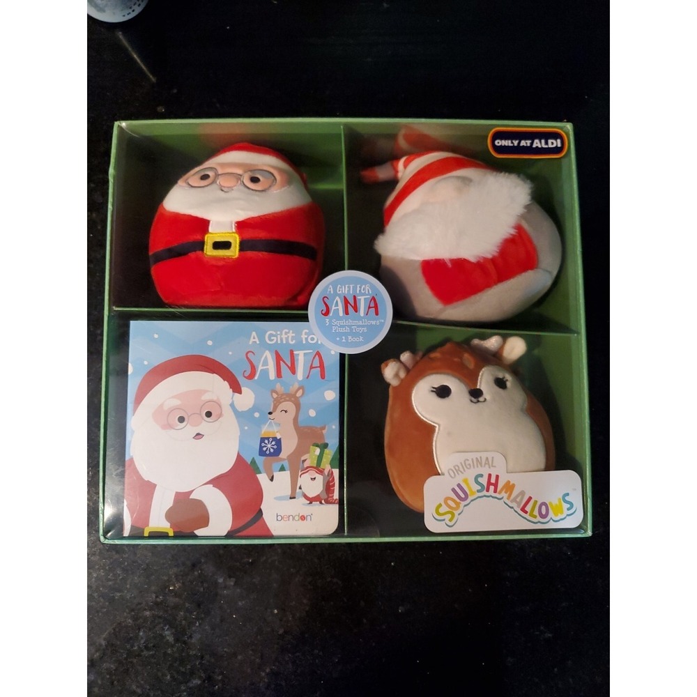Kellytoy Squishmallows A Gift For Santa Book Gift Set 3 Plush Aldi Exclusive NEW